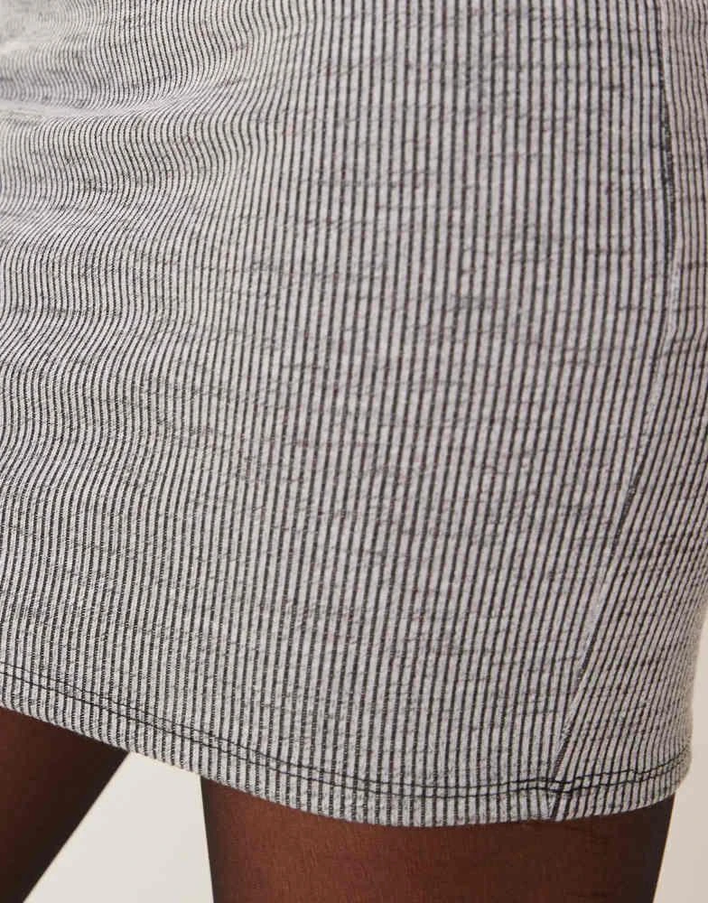 New Look New Look acid wash ribbed mini tube skirt in grey 5