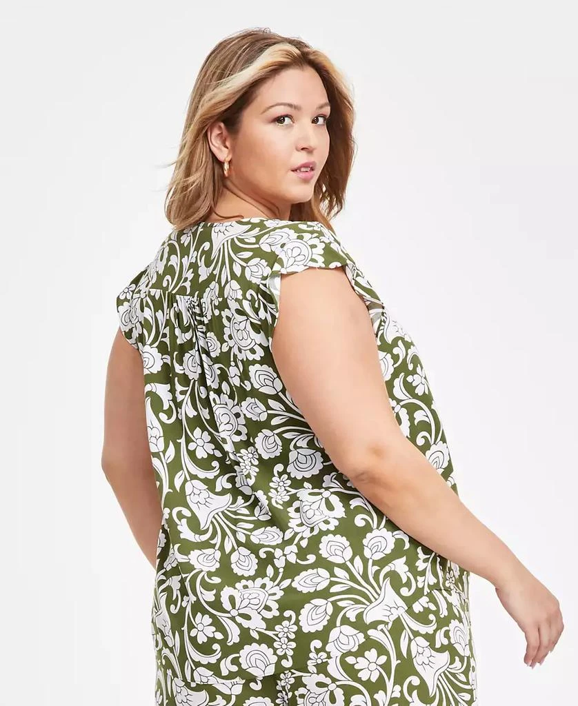 Vince Camuto Plus Size Printed V-Neck Flutter-Sleeve Top 2