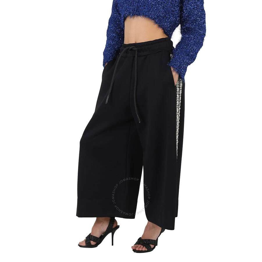 Burberry Ladies Black Crystal Detail Wide-leg Jersey Cropped Track Pants 3