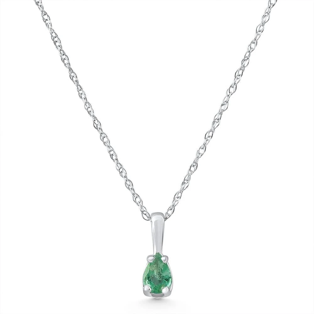 Pompeii3 1/4Ct Pear Shape Emerald Cut Pendant 10k White Gold