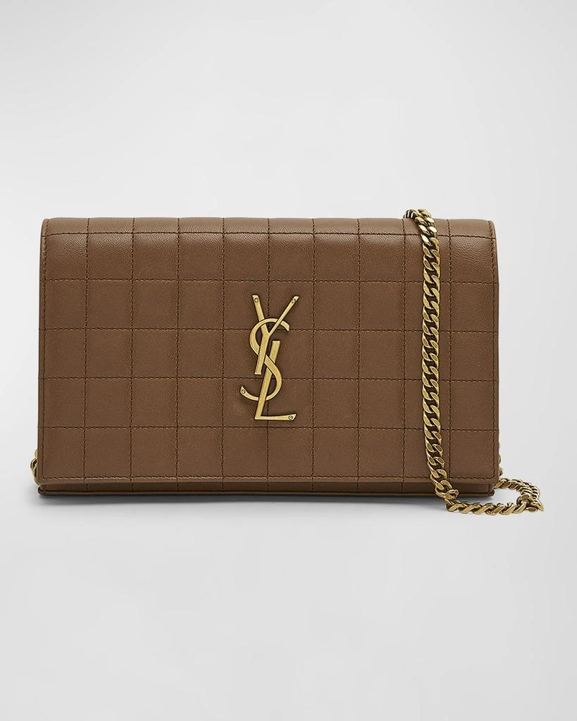 Yves Saint Laurent Cassandre YSL Wallet on Chain in Quilted Smooth Leather 1
