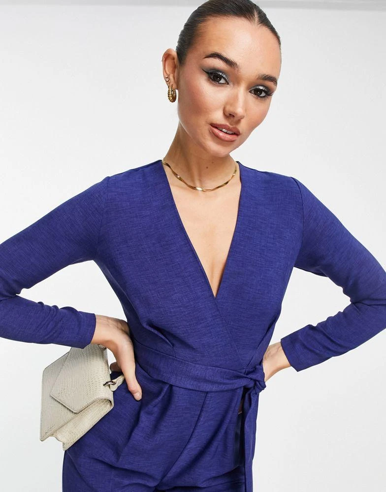 Closet London Closet London tie waist kimono jumpsuit in navy 3