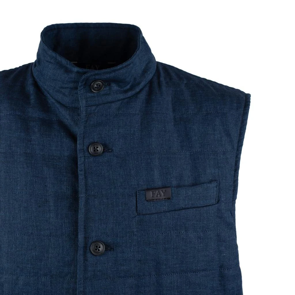 FAY Fay Blue Quilted Linen Canvas Vest 3