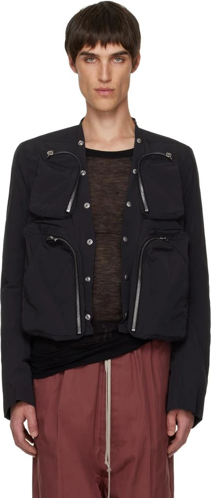Black Cargo Bomber Jacket