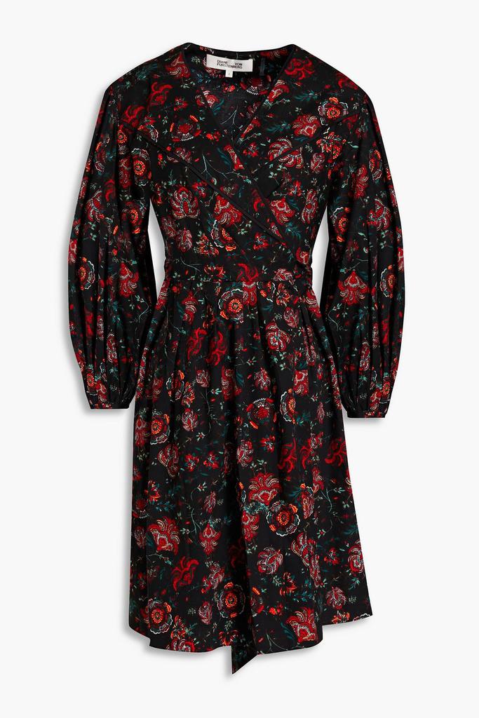 Diane von Furstenberg Barbe pleated floral-print cotton-blend poplin mini wrap dress
