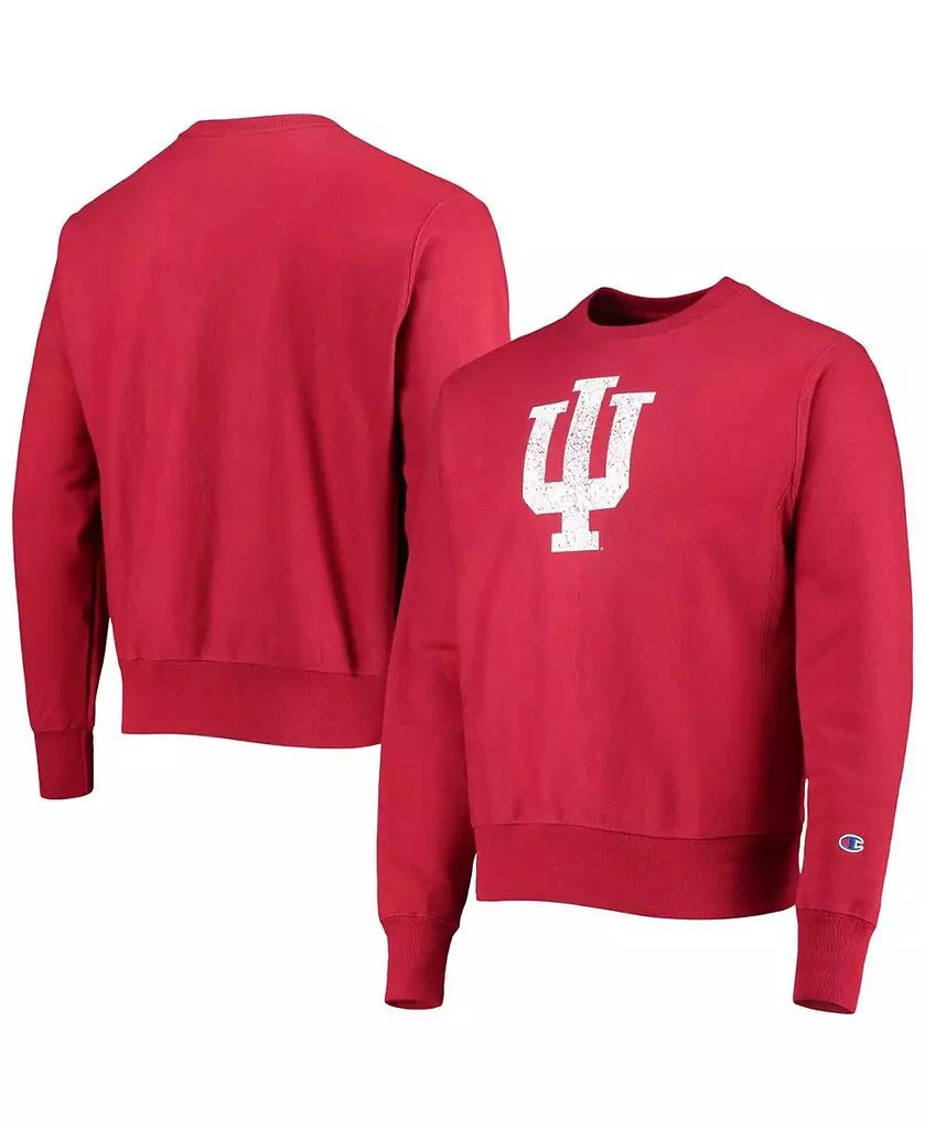 Champion Men's Crimson Indiana Hoosiers Vault Logo Reverse Weave Pullover Sweatshirt 1