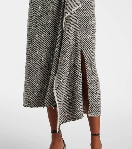 Erdem Draped herringbone midi skirt 5
