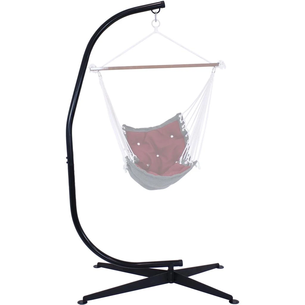 Sunnydaze Indoor/Outdoor Steel Metal C-Stand Hammock Chair Stand Only - Black - 300 lb Weight Capacity 6
