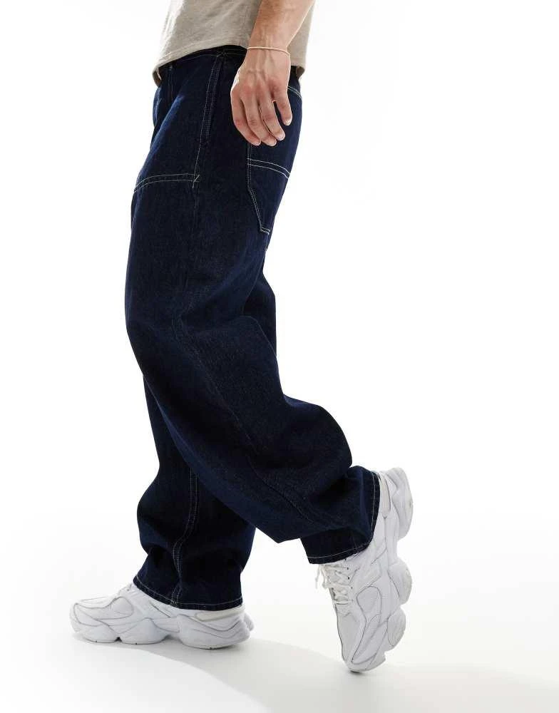 ASOS ASOS DESIGN Circular Design Collection loose fit jeans with contrast stitching in rinse wash blue 4