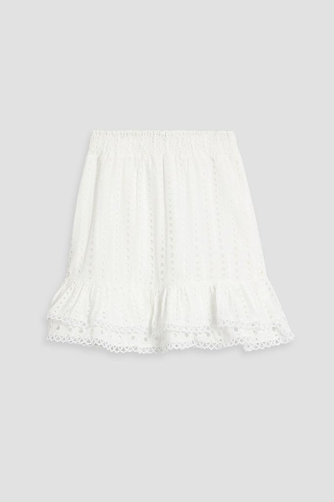 Charo Ruiz Ibiza Ruffled broderie anglaise cotton-blend mini skirt