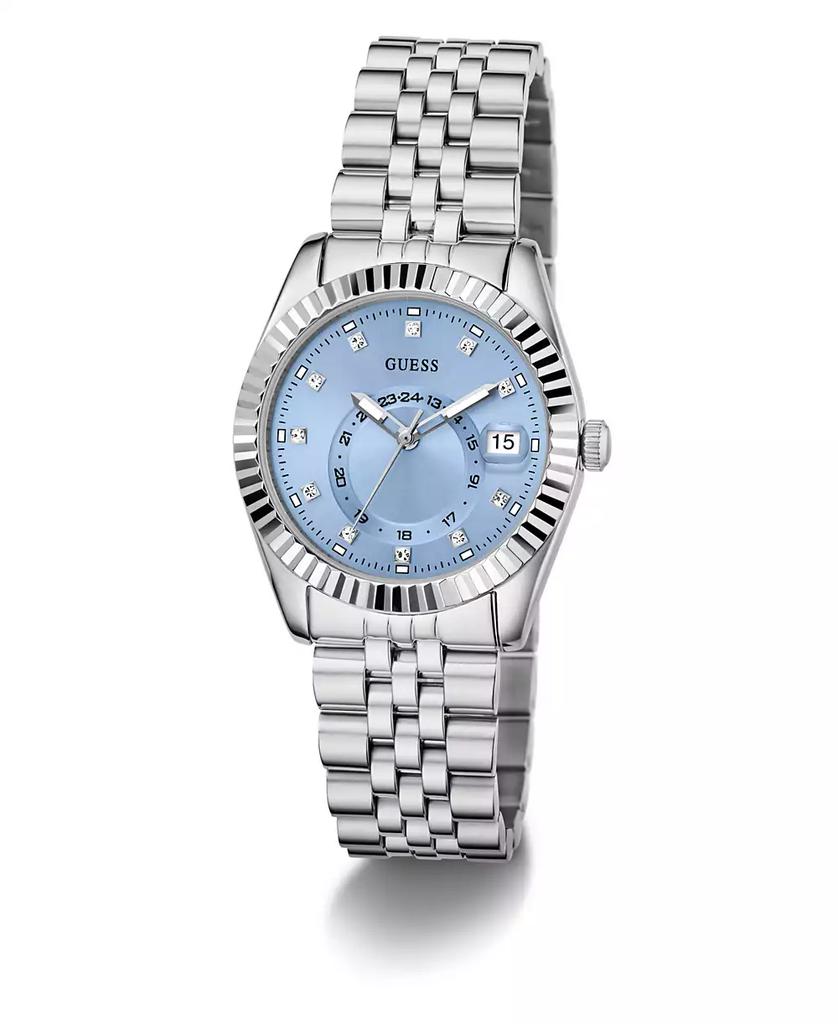GUESS Women
s Silver Tone Multi-function Date Watch, 34mm