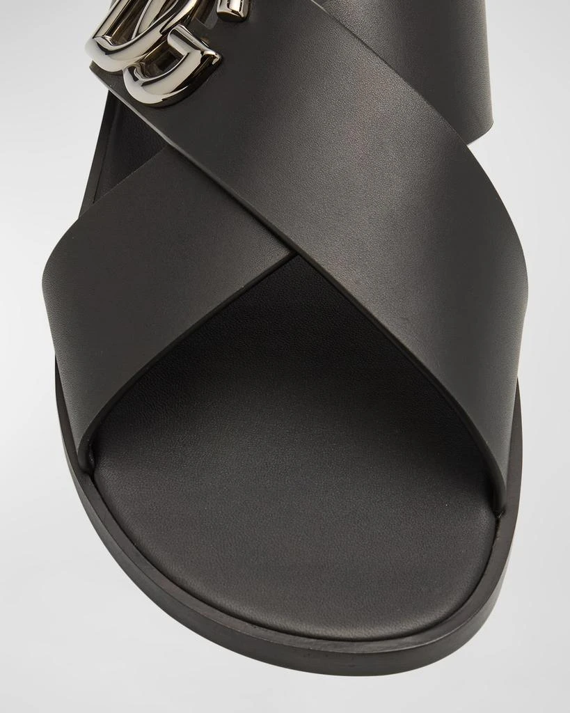 Dolce & Gabbana Men's DG Crisscross Leather Slide Sandals 6