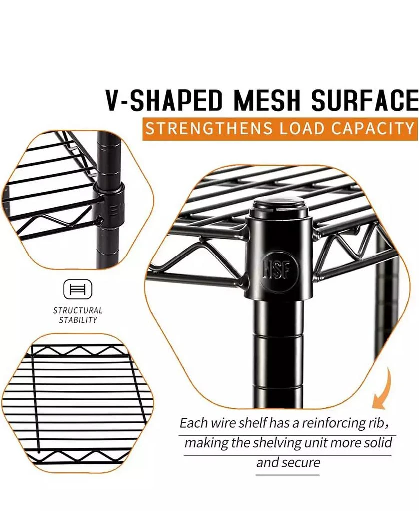 SUGIFT 4-Tier Steel Kitchen Storage Shelf Storage Pantry Organizer in Black 7