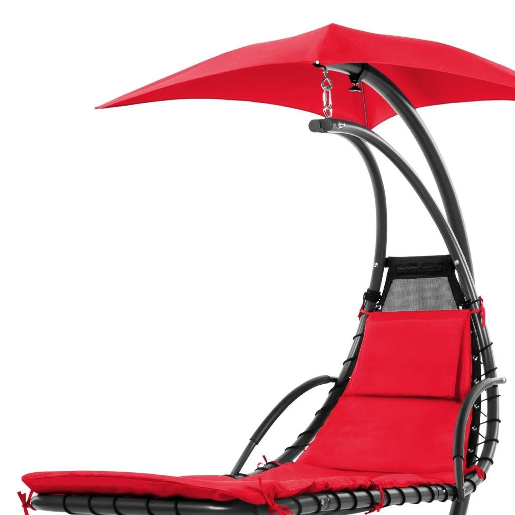 Hivvago Red Single Person Sturdy Modern Chaise Lounger Hammock Chair Porch Swing 4