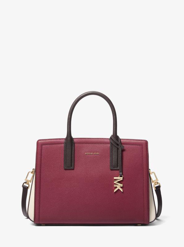 undefined Laila Medium Color-Block Pebbled Leather Satchel