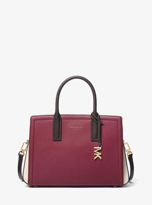 undefined Laila Medium Color-Block Pebbled Leather Satchel 1