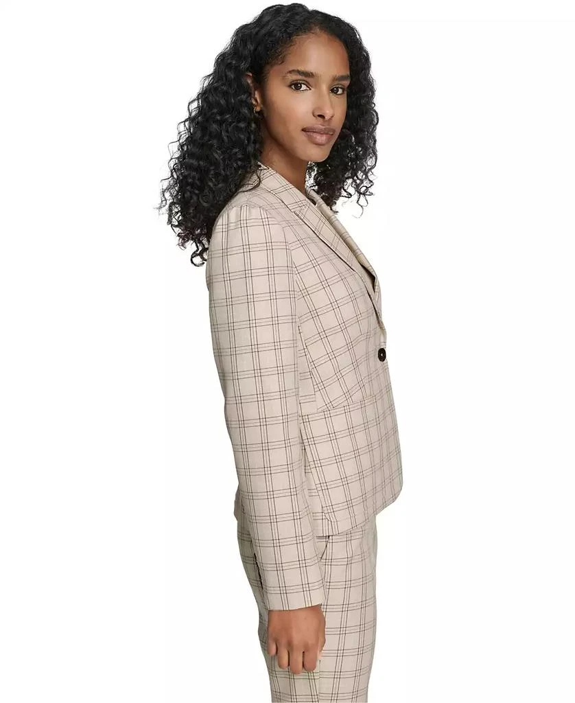 Tommy Hilfiger Women's Plaid Puff Sleeve One Button Blazer Jacket 4