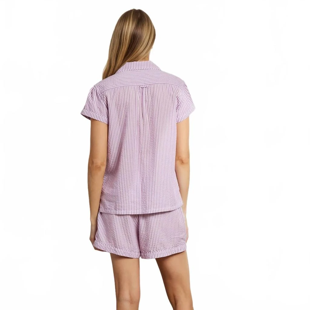 The Sleep Code Women
s Ticking Stripe Short Pj Set In Berry 2