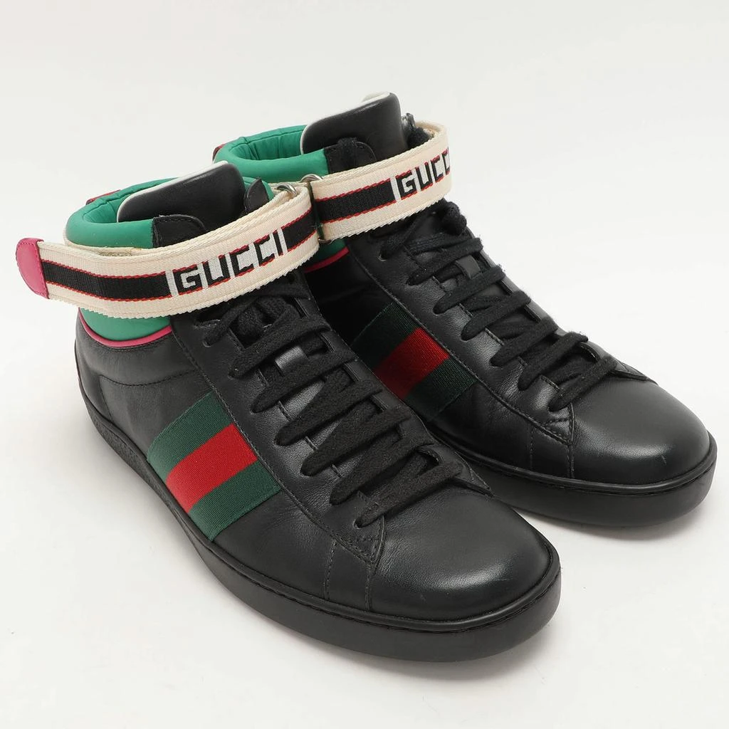 Gucci Gucci Black Leather Stripe Ace High Top Sneakers Size 39 4