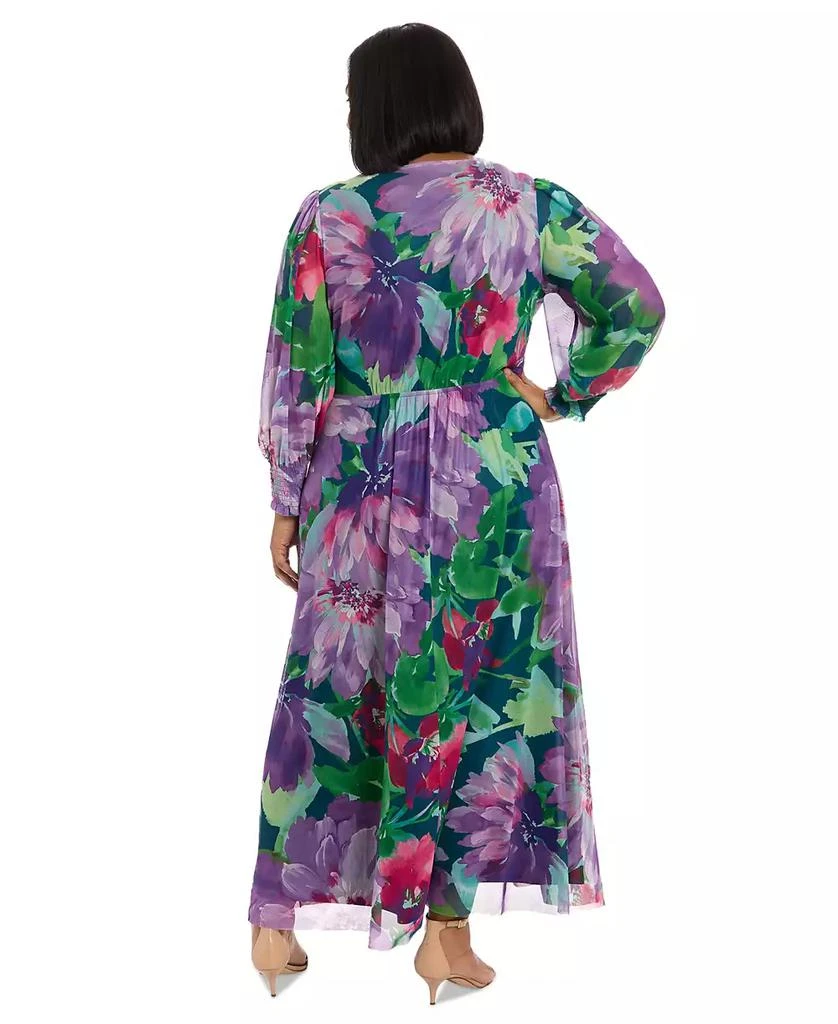 London Times Plus Size Printed Blouson-Sleeve Maxi Dress 5