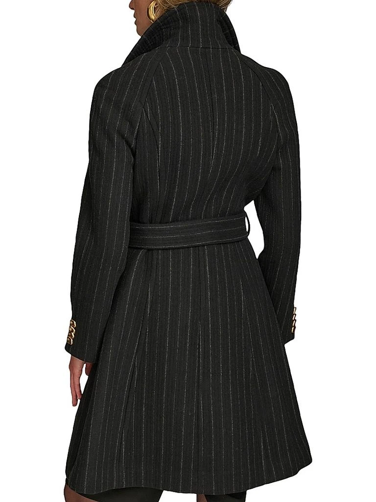 Donna Karan Pinstripe Wool-Blend Belted Trench Coat 4