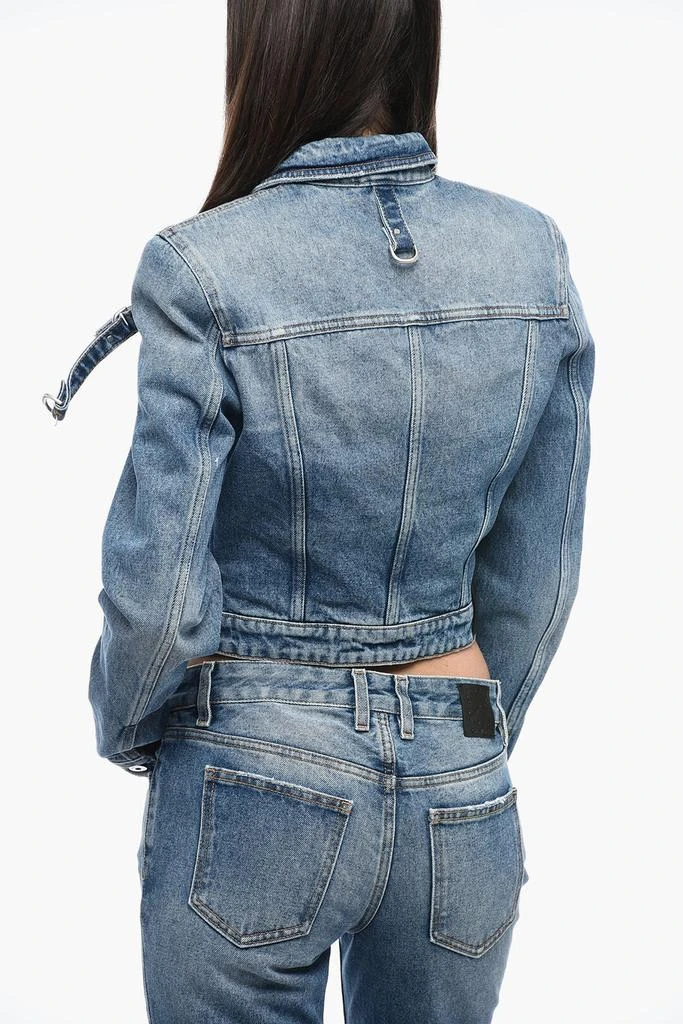 Off-White Crop Denim Jacket With Buckles Detail 2