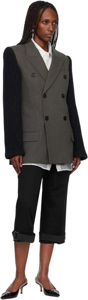 Jean Paul Gaultier Khaki & Navy 'The Bi-Material Suit' Blazer 4