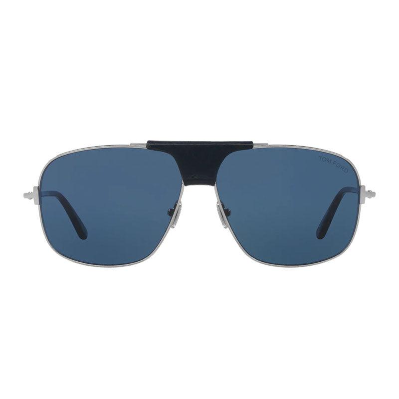 Tom Ford Tom Ford Sunglasses Aviator Full Rim, Shiny Palladium Frame and Blue Lens FT109616V