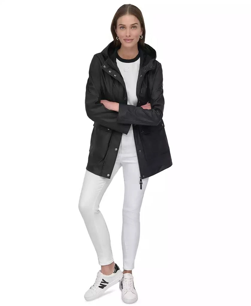 DKNY Women's Hooded Zip-Front Water-Resistant Raincoat 5