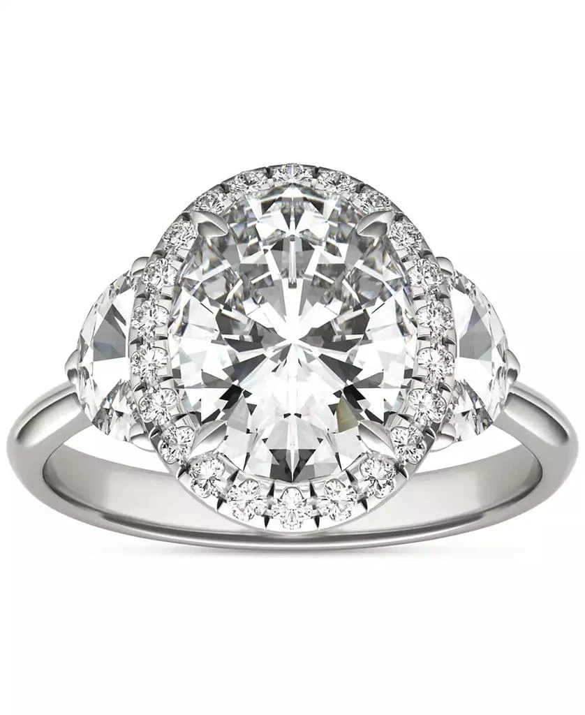 Charles 
Colvard Moissanite Oval Halo Three Stone Ring (3-3/4 ct. t.w.) in 14K White Gold 2