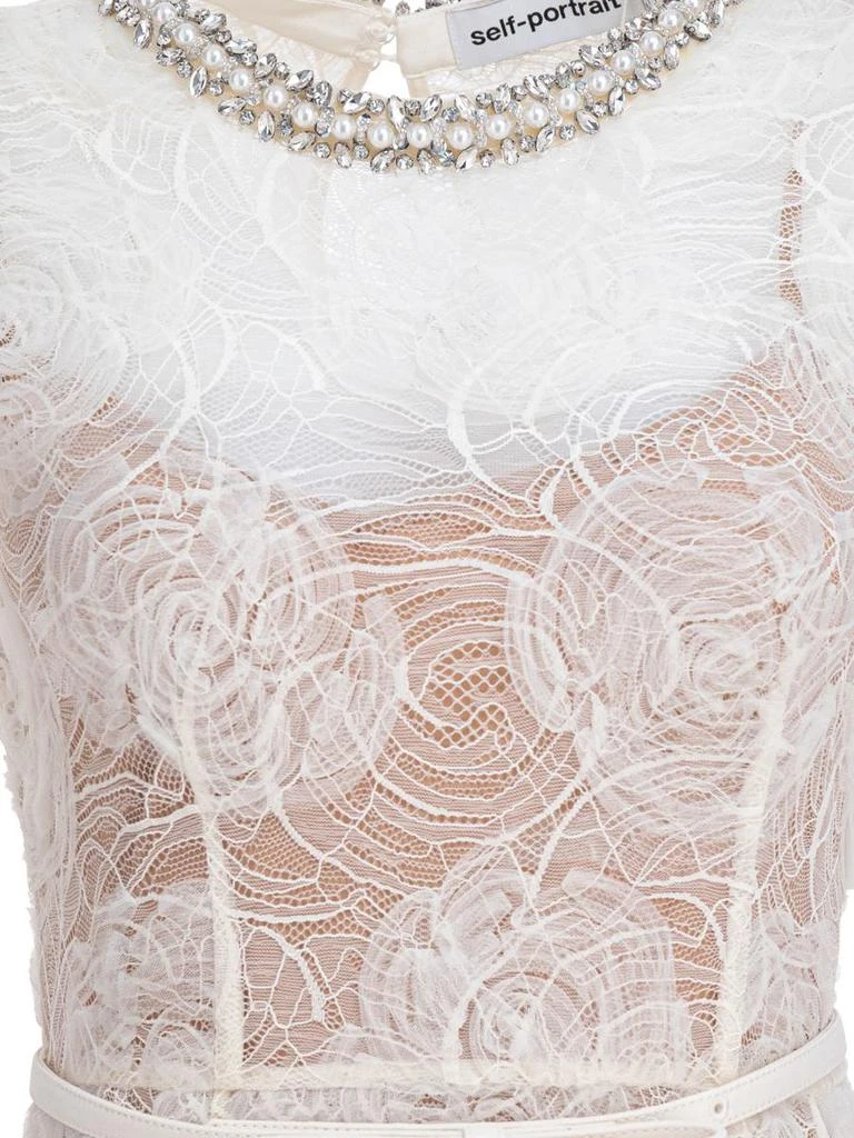 chinese dress ladies Cream Tulle Lace Midi Dress  self-portrait-EU