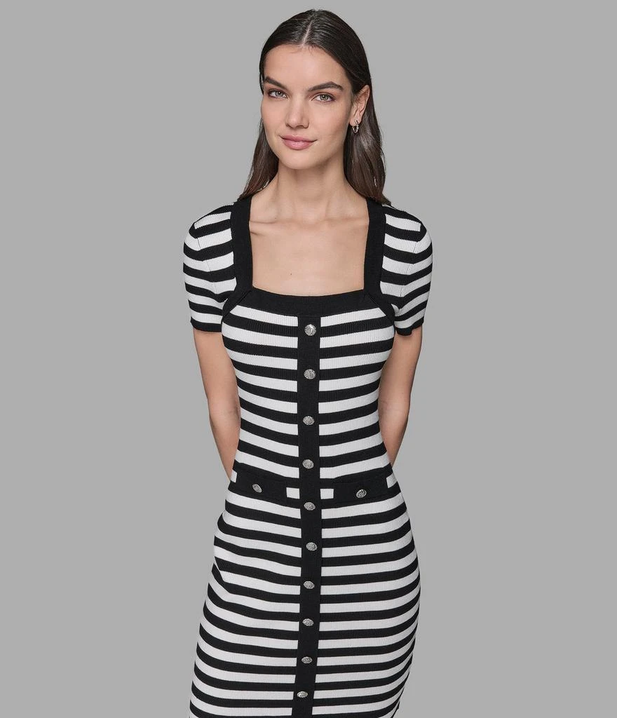 Karl Lagerfeld Paris SHORT SLEEVE STRIPED SWEATER DRESS 4