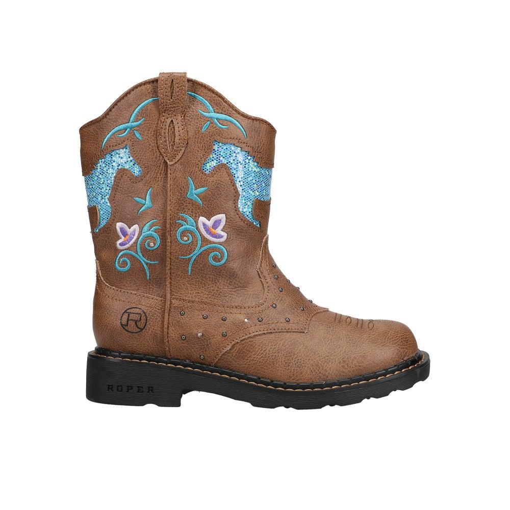 Roper Glitter Horse Round Toe Cowboy Boots (Little Kid-Big Kid)