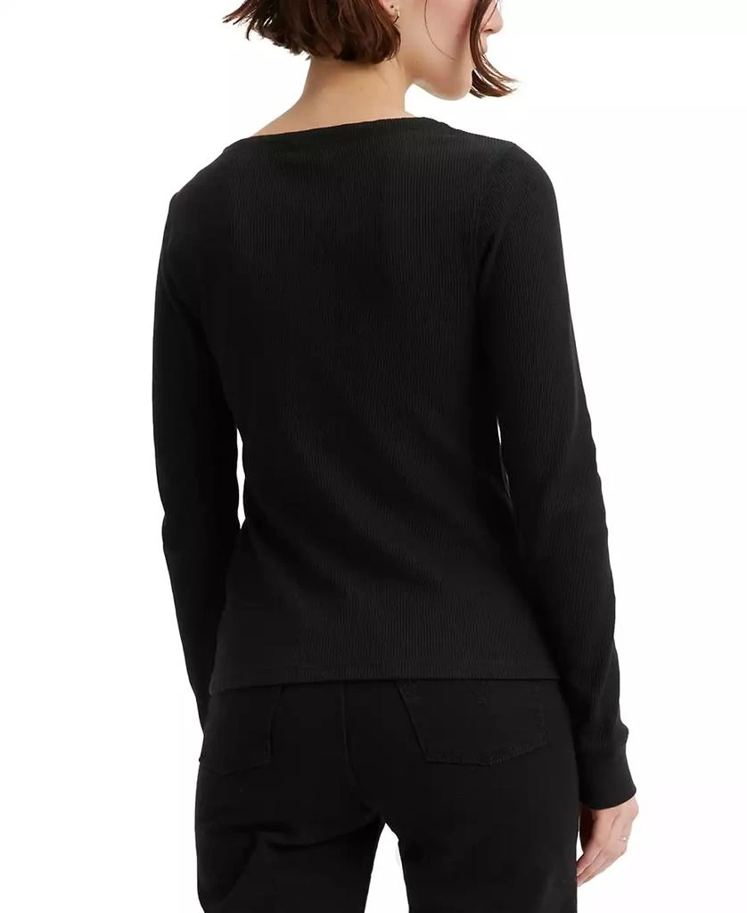 Levi's Women's Sierra Waffle-Knit Quarter-Button Henley Top 2