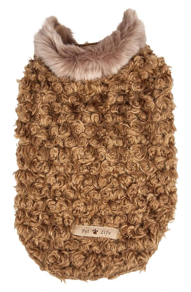 PET LIFE LUXE 'Gilded Rawflled' Gold Fleck Designer Faux Fur Dog Coat