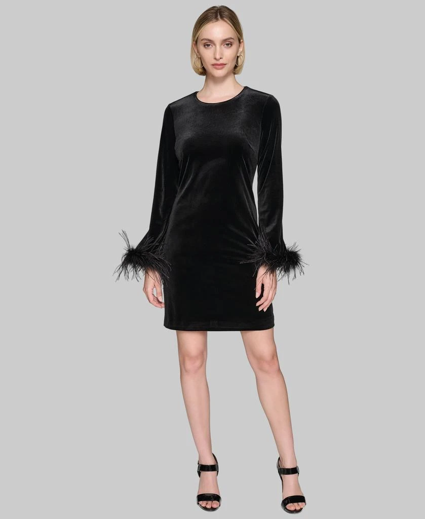 Karl Lagerfeld Paris LONG SLEEVE VELVET SHEATH DRESS 4