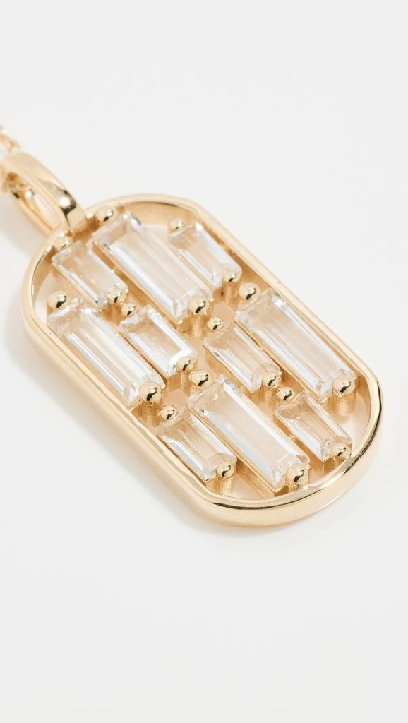 Suzanne Kalan 14k Yellow Gold Inlay Whitetopaz Dog Tag Pendant 5