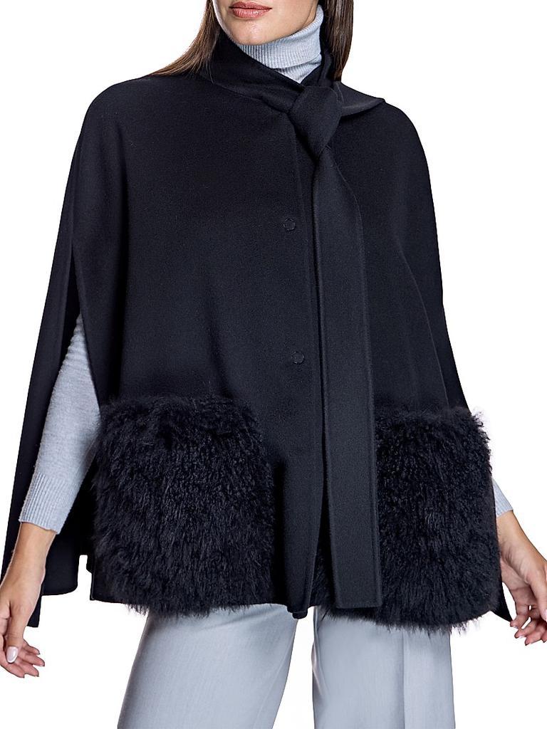 Maximilian Loro Piana Cashmere Cape with Cashmere Fur Pockets