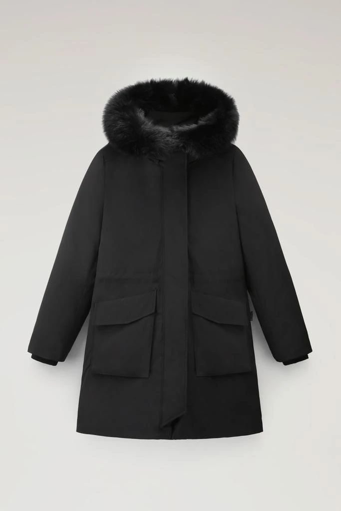 Woolrich Military Parka in Urban Touch Fabric with Fur Liner - Women - Black 1
