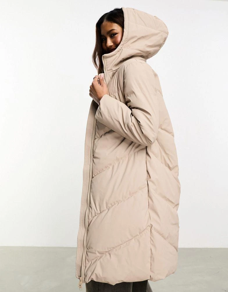 JDY JDY longline padded chevron coat in stone 2