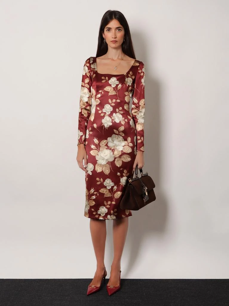 Dolce 
Gabbana Vintage rose print satin midi pencil dress 2