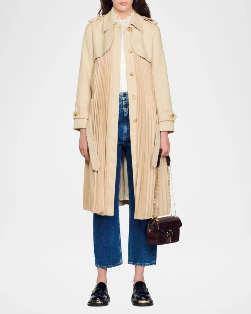 Sandro Vino Pleated Trench Coat 6