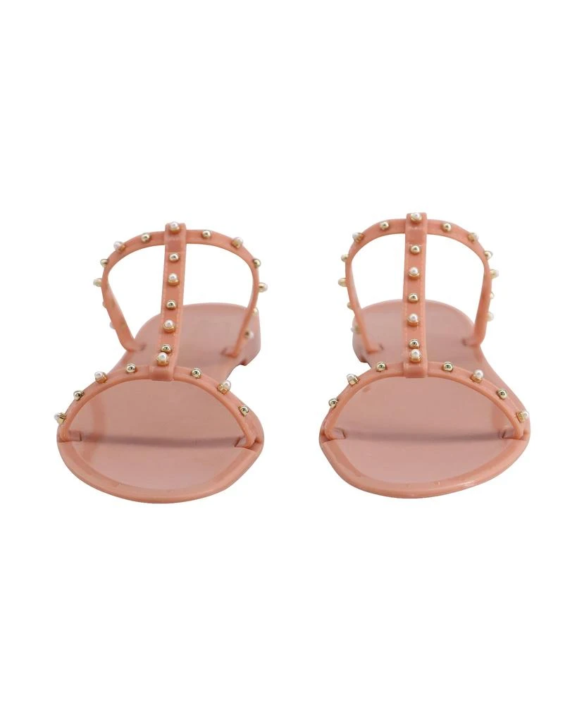 Stuart Weitzman Jelly Sandals with Pearl in Peach Pink Rubber 2