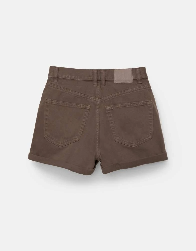 Pull&Bear Pull&Bear denim turn up mom shorts in brown 4