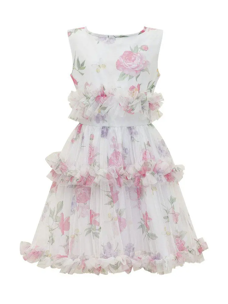 MONNALISA Monnalisa Floral Tulle Dress