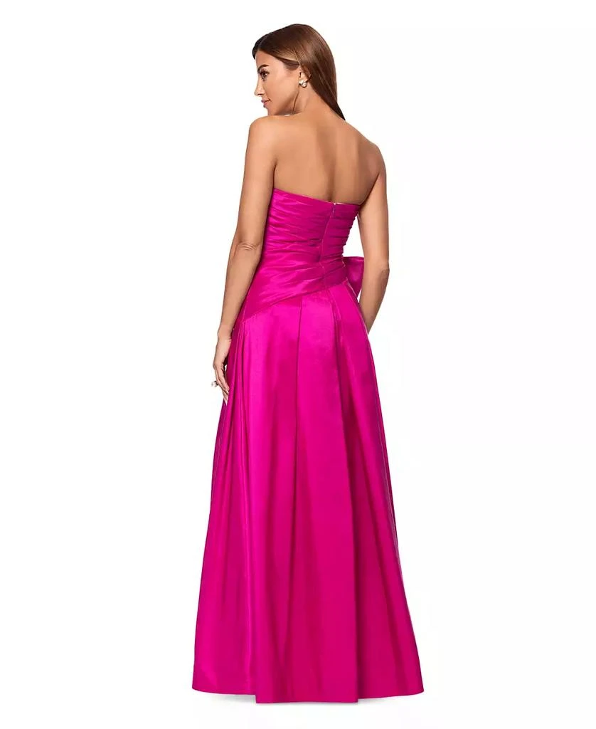 XSCAPE Women's Bow-Trim Ruched Strapless Gown 5