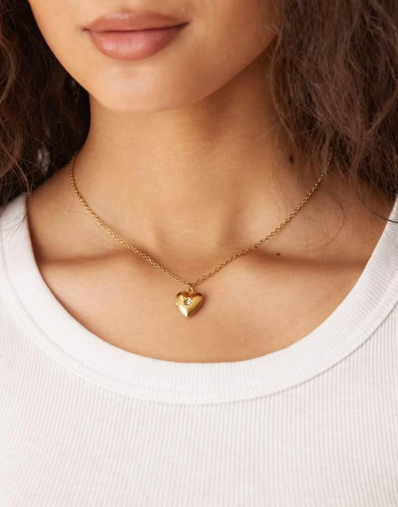 LOST SOULS Lost Souls Heart locket pendant necklace with crystal detail  in 18K gold plated