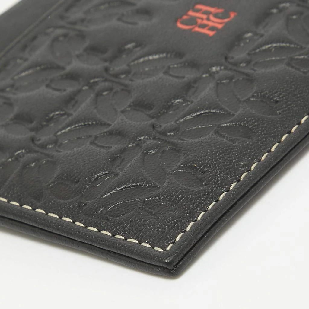 CH Carolina Herrera CH Carolina Herrera Black/Red Embossed Leather Card Holder 8