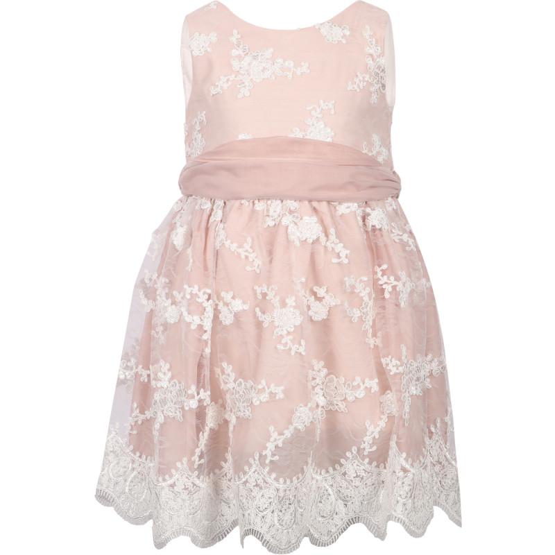 Abel & Lula Rich lace embroidered tulle dress in pink