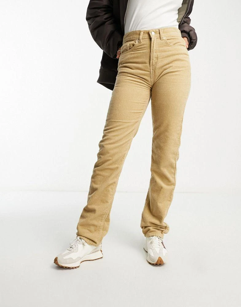 Don't Think Twice DTT Tall Olive straight leg cord trousers in sage 4